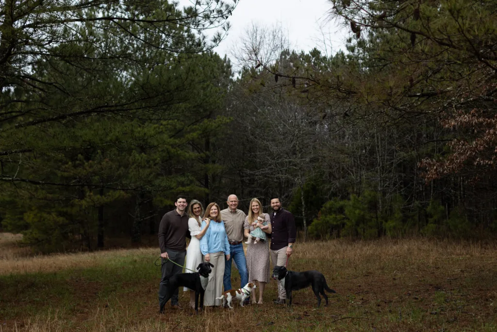 large family group shot in milton with dogs