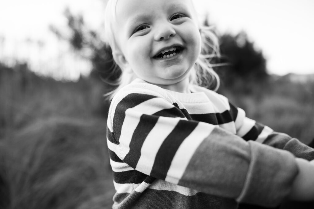 black and white toddler portrait during Canton family photography session